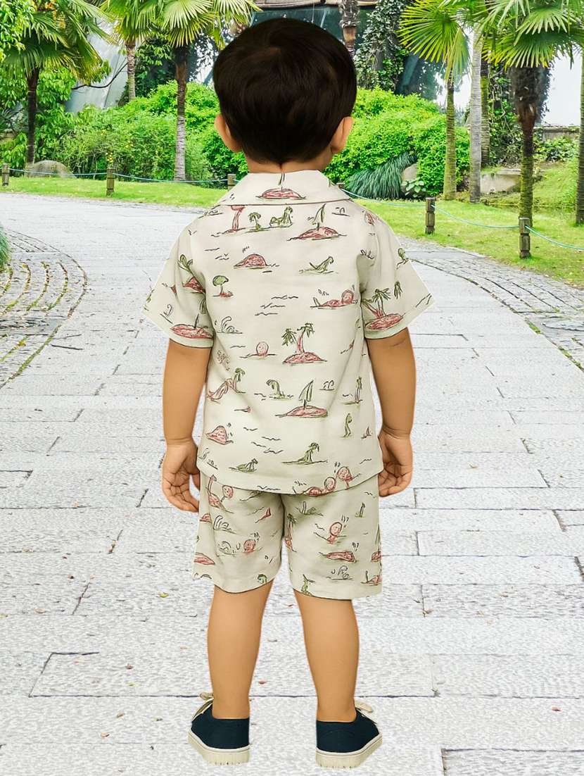 boys printed shirt & shorts co-ords set - 22072812 -  Standard Image - 2