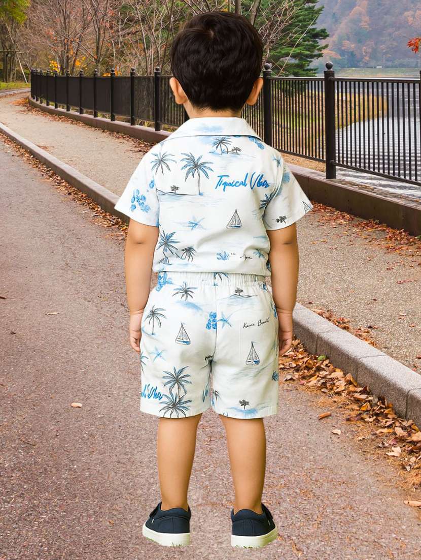 boys printed shirt & shorts co-ords set - 22072813 -  Standard Image - 2