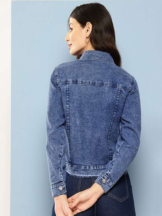 women solid long sleeve denim jacket - 22072824 -  Standard Image - 2