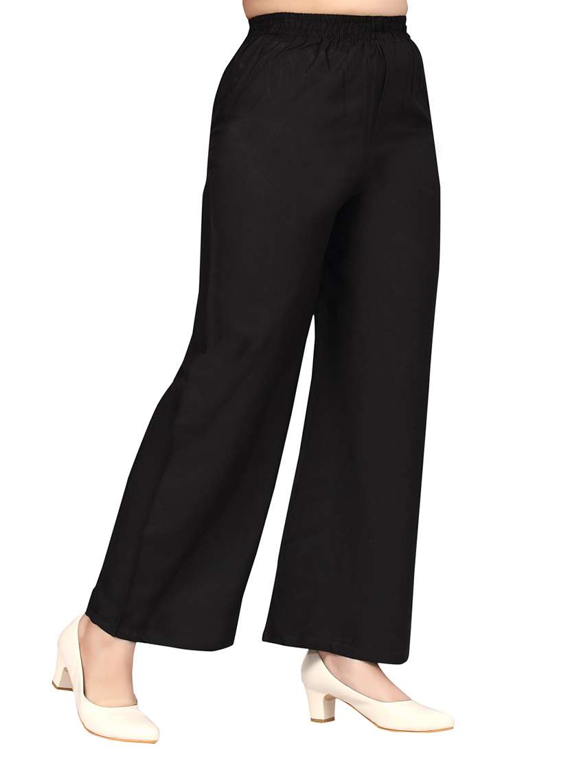 girls black solid mid rise flared palazzo - 22072832 -  Standard Image - 2