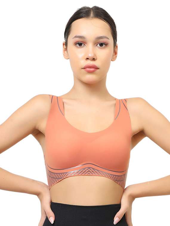 women solid lightly padded sports bra - 22072899 - Standard Image - 2