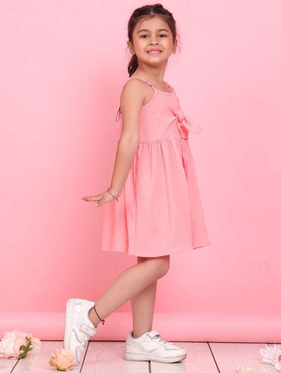 peach lycra aline dress - 22072914 - Standard Image - 2