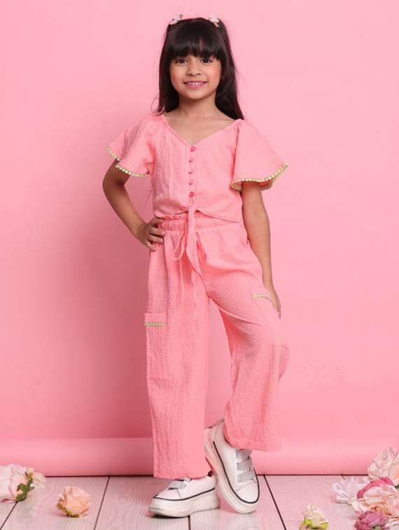 peach polyester shirt & trouser set coords - 22072922 - Standard Image - 2
