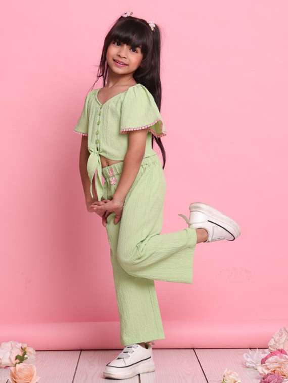 green polyester shirt & trouser set coords - 22072928 - Standard Image - 2
