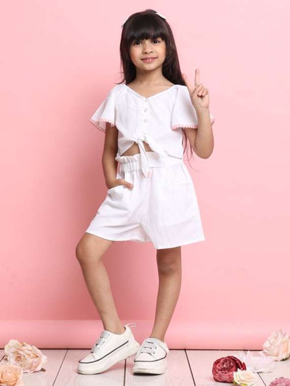 white polyester shirt & trouser set coords - 22072937 - Standard Image - 2