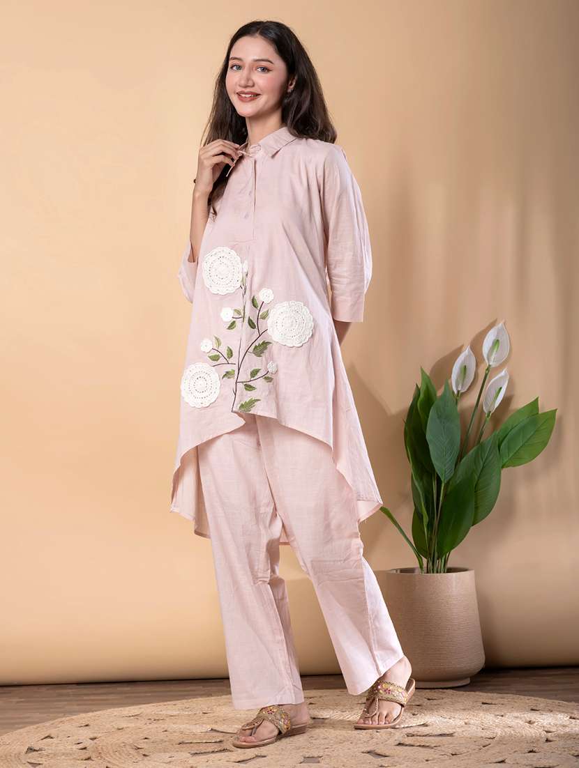 women three quarter sleeve ethnic co-ord set - 22072952 - Standard Image - 2