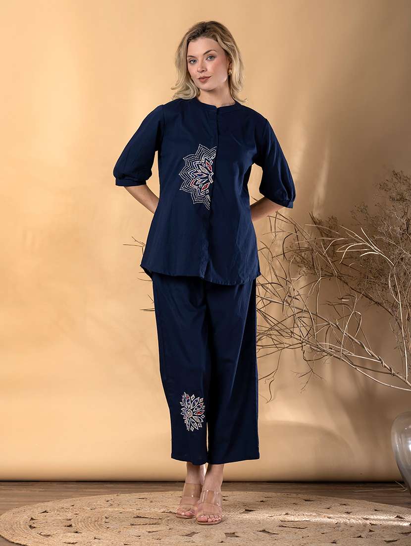 women three quarter sleeve ethnic co-ord set