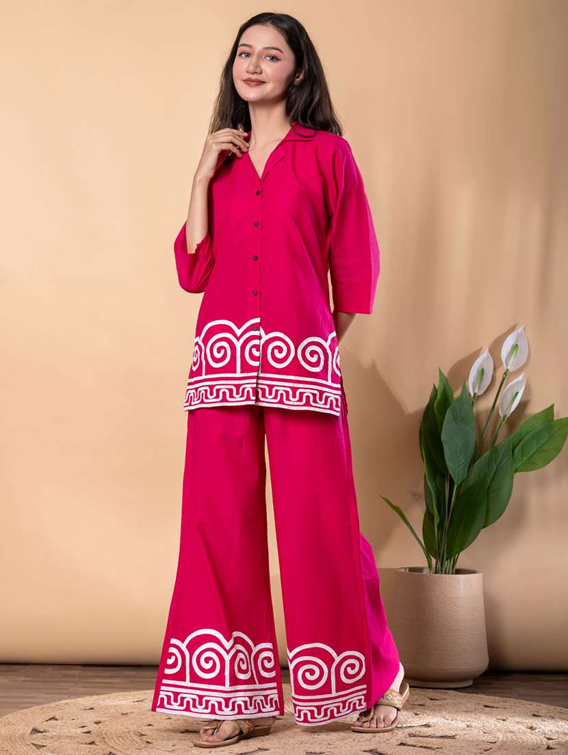 women three quarter sleeve ethnic co-ord set - 22072965 -  Standard Image - 2