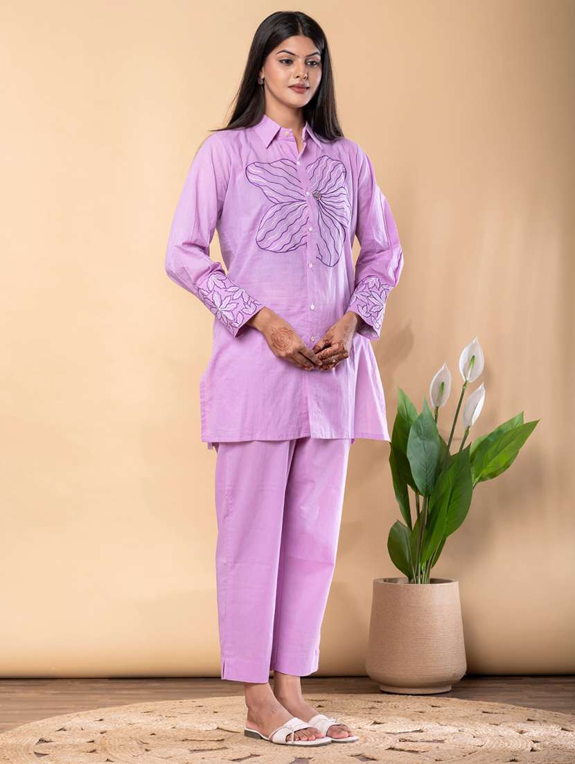 women embroidered long sleeve ethnic co-ord set - 22072966 - Standard Image - 2
