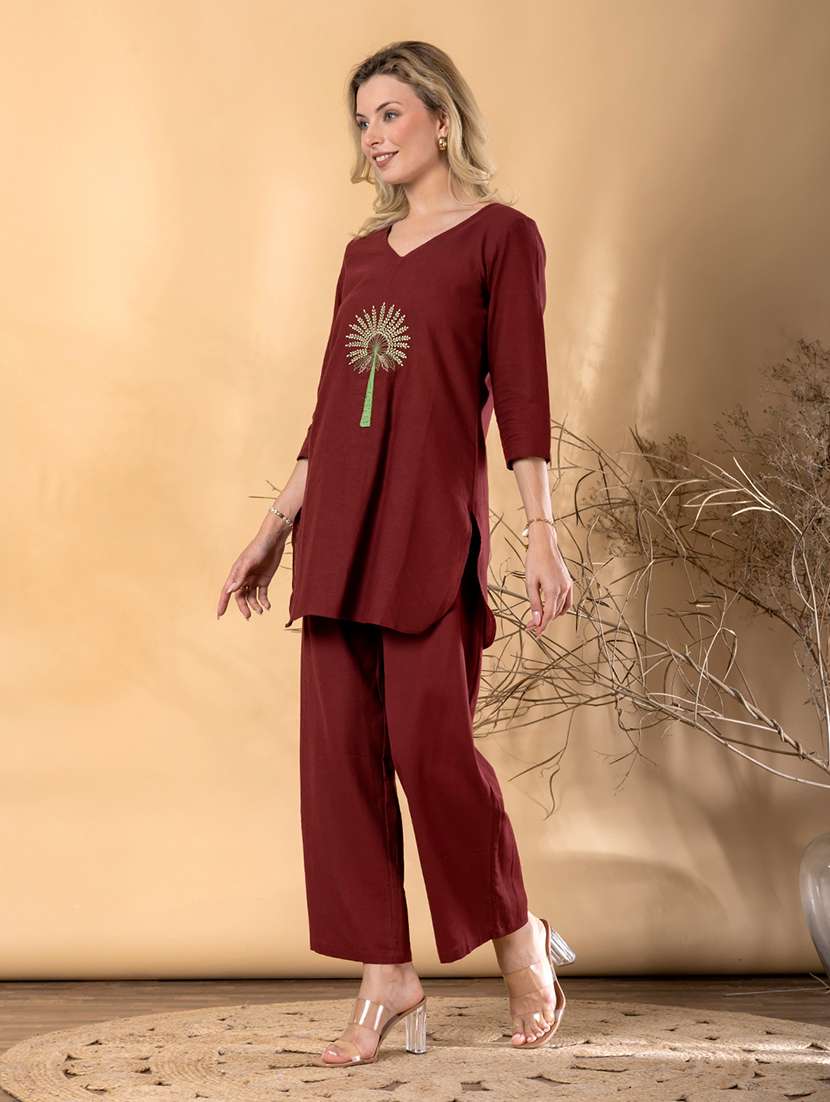 women three quarter sleeve ethnic co-ord set - 22072969 -  Standard Image - 2