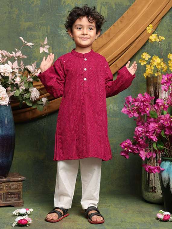 maroon polyester blend kurta sets kurtas & set - 22072977 - Standard Image - 2
