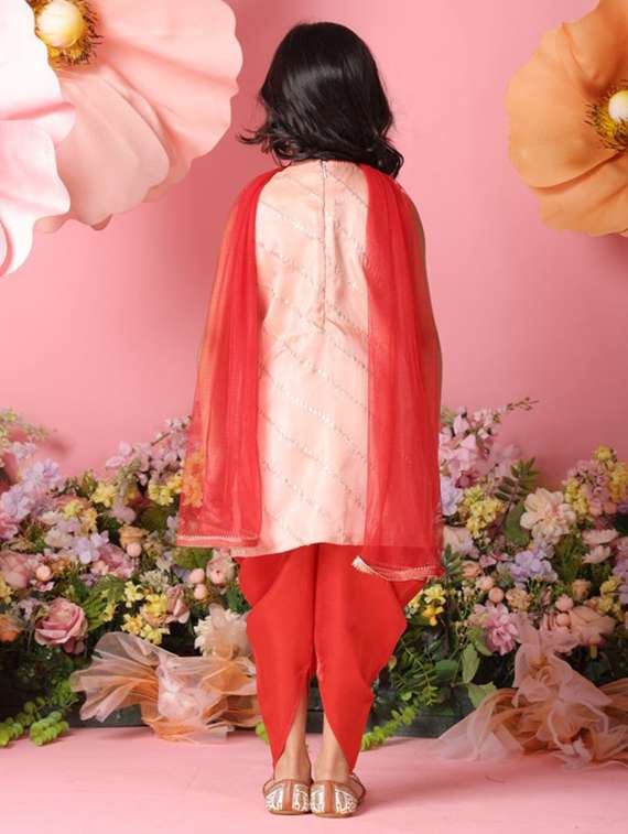 girls self designed sleeveless kurta and dhoti with dupatta - 22073031 -  Standard Image - 2