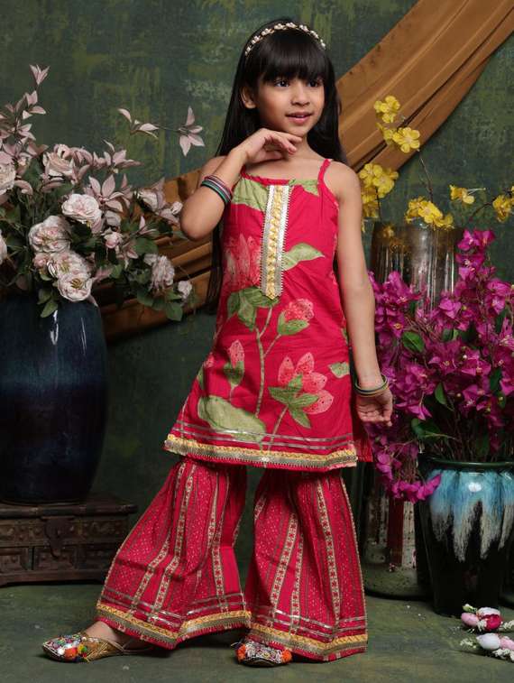 red cotton suit set - 22073043 - Standard Image - 2