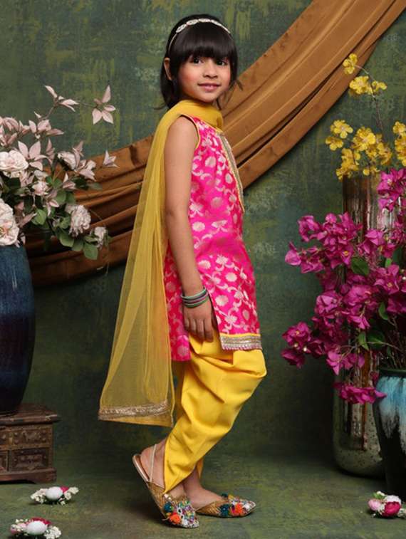 girls self designed sleeveless kurta and dhoti set - 22073049 - Standard Image - 2