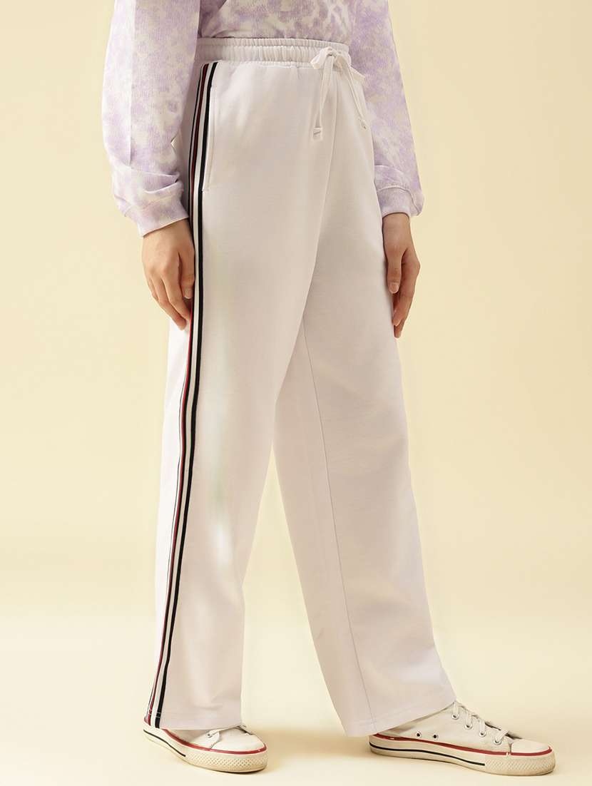 girls solid mid rise relaxed fit track pant - 22073268 -  Standard Image - 2