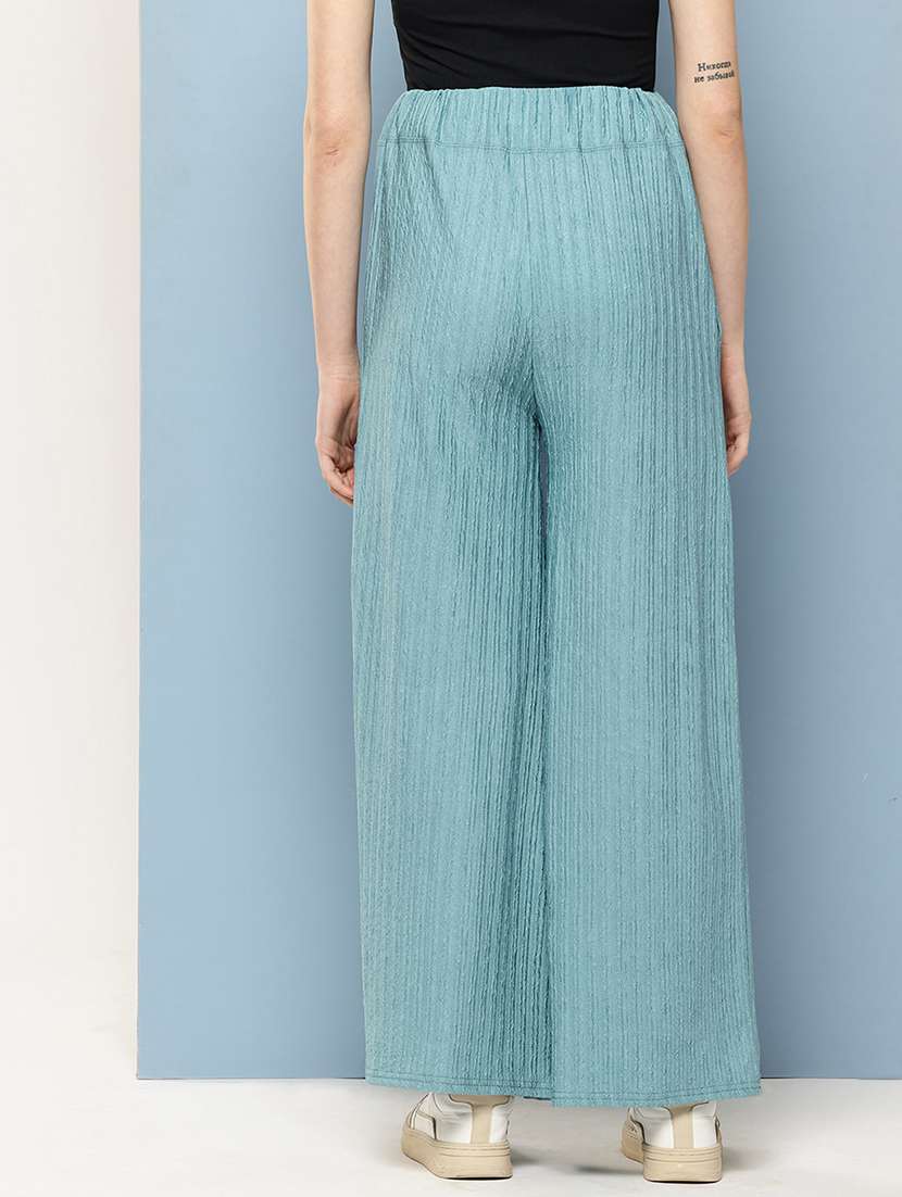 women solid mid rise flared palazzo - 22074042 -  Standard Image - 2