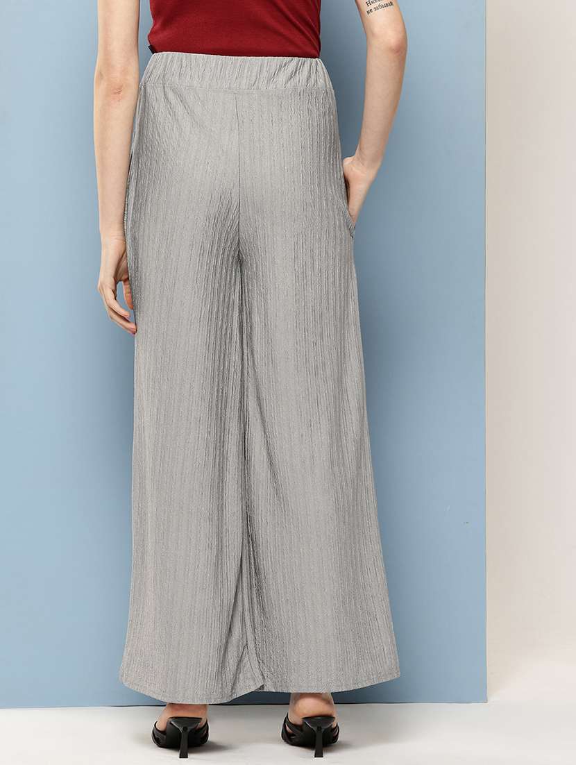 women solid mid rise flared palazzo - 22074044 - Standard Image - 2