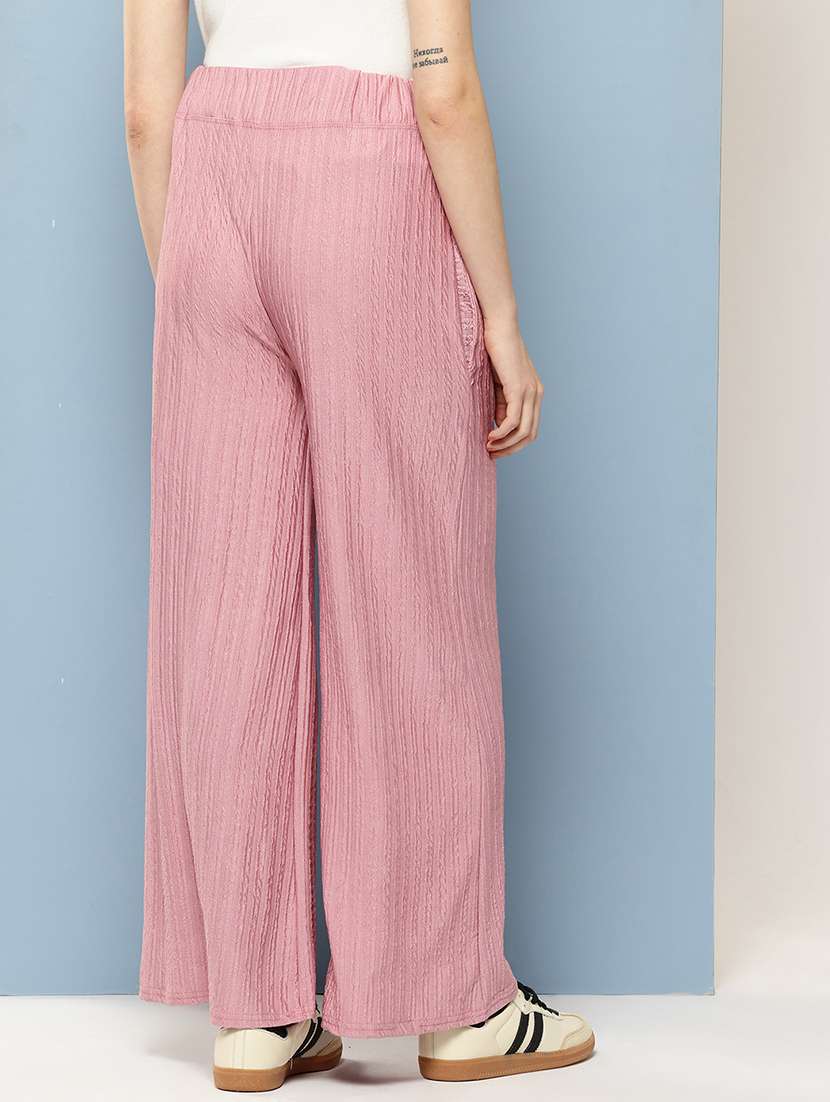 women solid mid rise flared palazzo - 22074045 - Standard Image - 2
