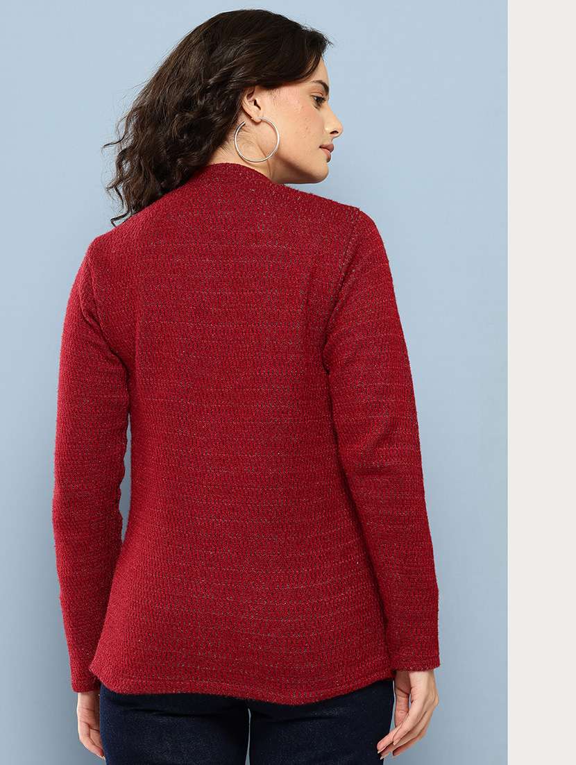 maroon wool blend cardigan - 22074063 -  Standard Image - 2
