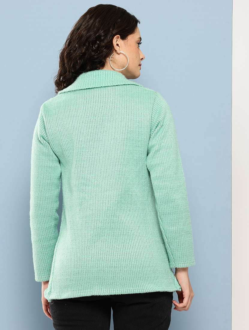 sea green wool blend cardigan - 22074065 -  Standard Image - 2