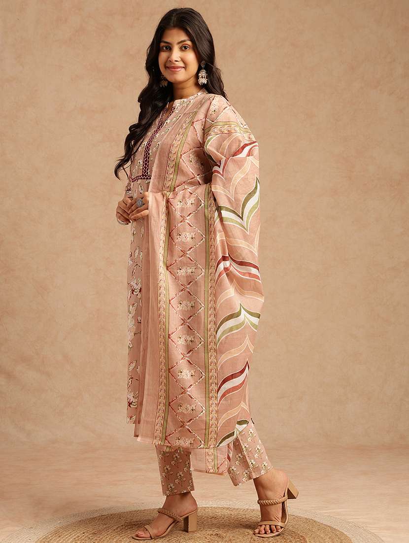 women floral printed three quarter sleeve kurta pant with dupatta set - 22074158 -  Standard Image - 2
