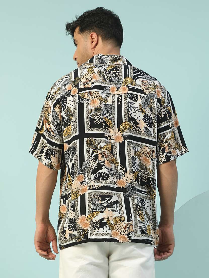 men floral printed short sleeve loose fit casual shirt - 22074205 - Standard Image - 2