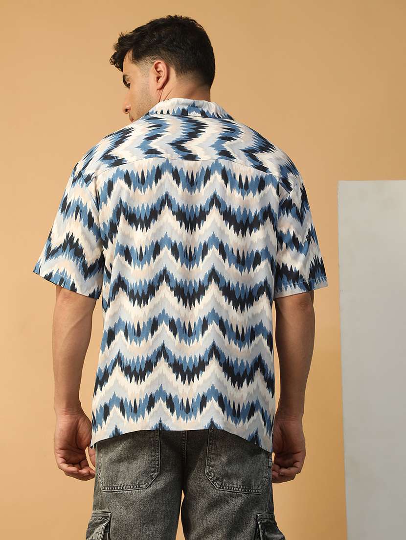 men printed short sleeve loose fit casual shirt - 22074210 -  Standard Image - 2