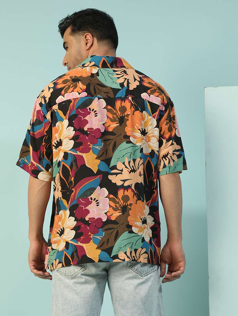 Men Floral Printed Short Sleeve Loose Fit Casual Shirt - 22074211 -  Standard Image - 2