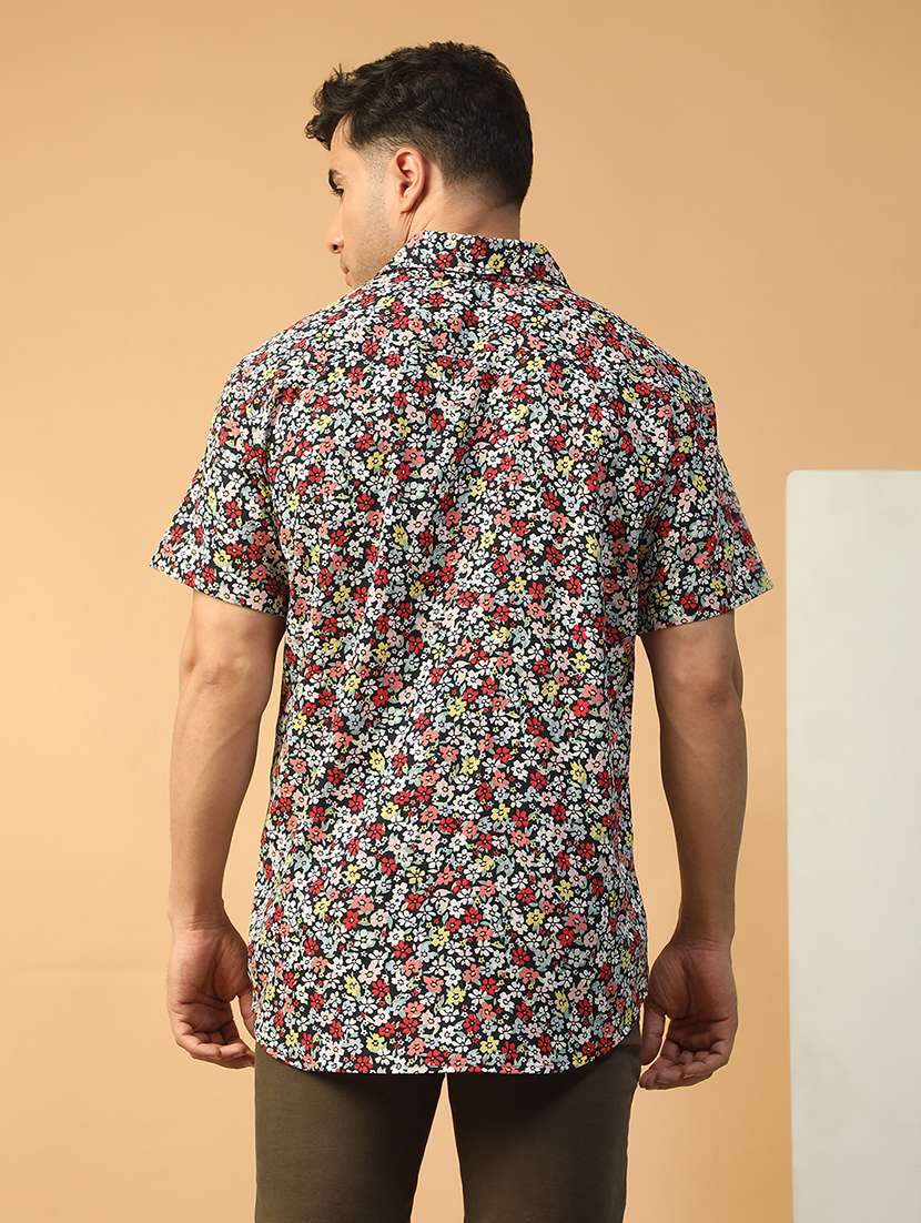 men floral printed short sleeve regular fit casual shirt - 22074215 - Standard Image - 2
