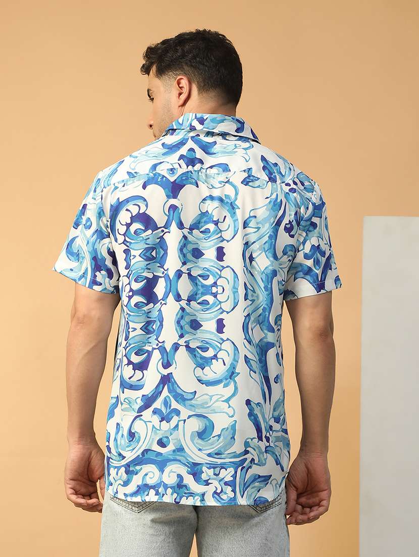 men abstract printed short sleeve regular fit casual shirt - 22074218 - Standard Image - 2