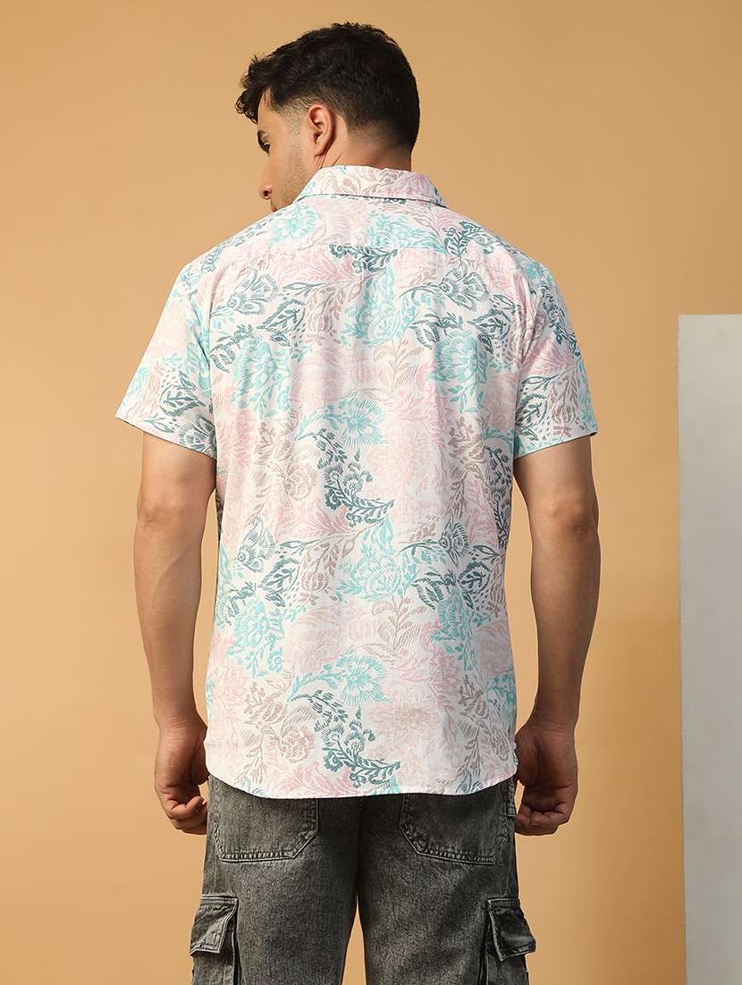 men printed short sleeve regular fit casual shirt - 22074219 -  Standard Image - 2