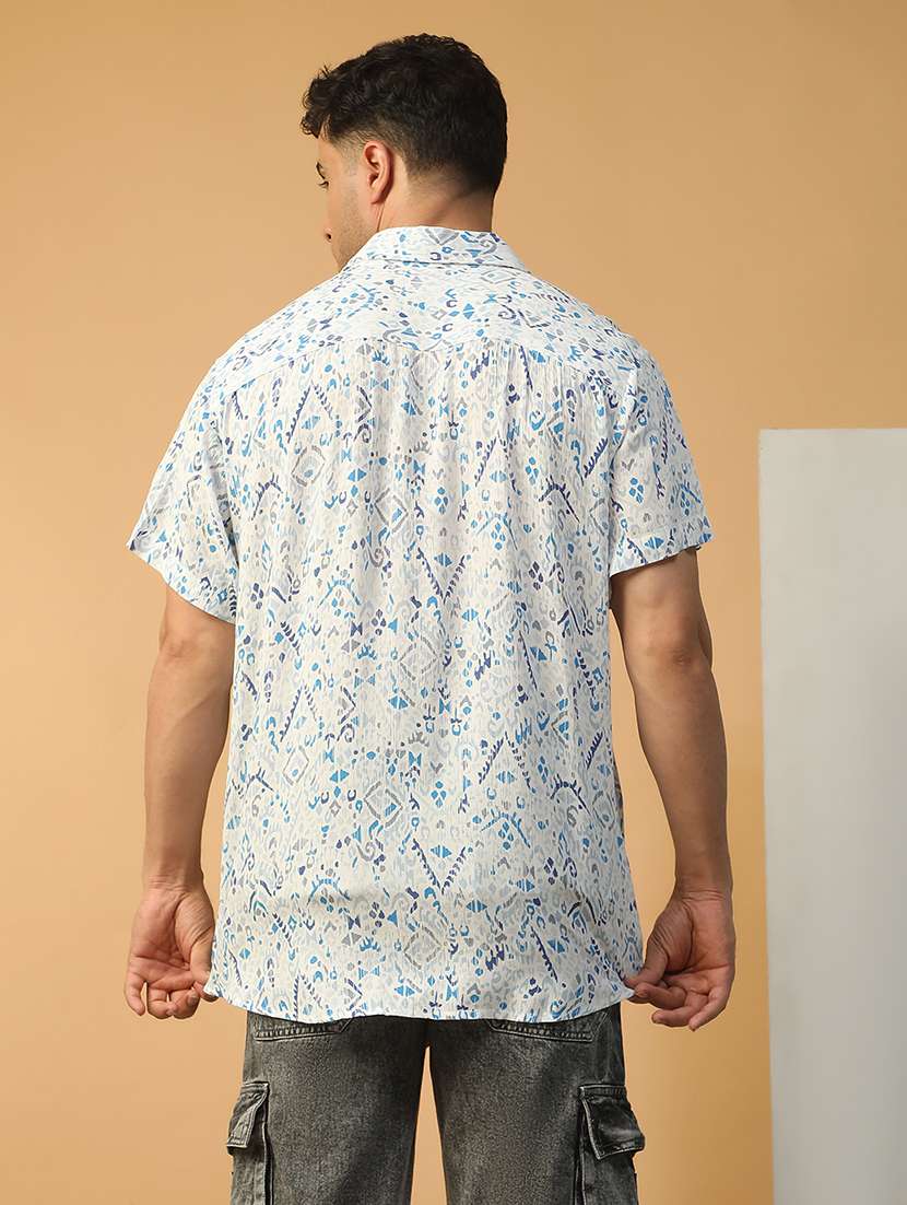 men printed short sleeve regular fit casual shirt - 22074220 - Standard Image - 2