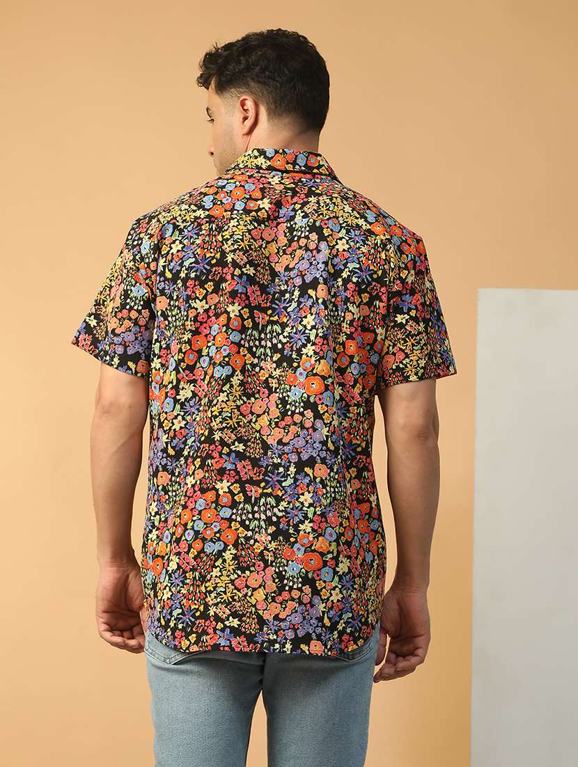 men floral printed short sleeve regular fit casual shirt - 22074222 - Standard Image - 2