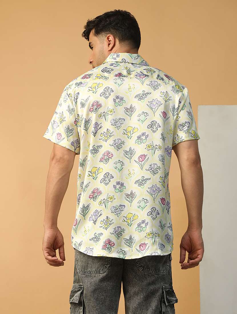 men floral printed short sleeve regular fit casual shirt - 22074226 - Standard Image - 2