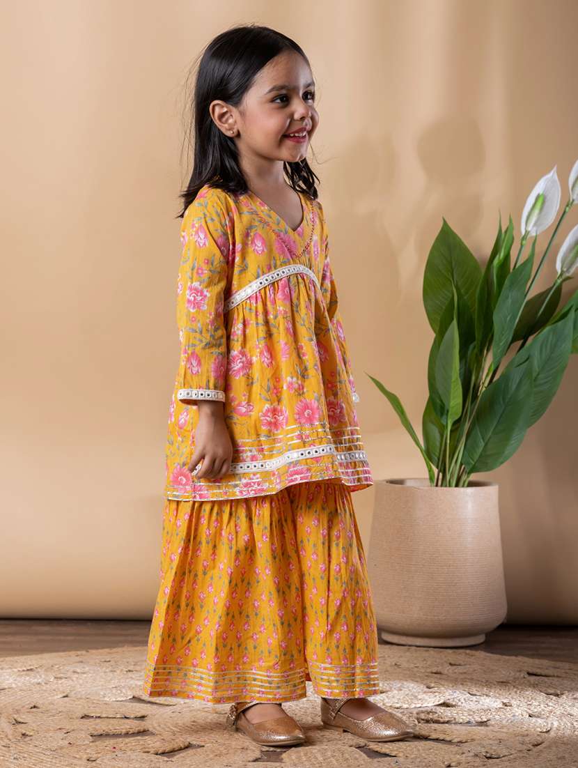 girls printed kurta and sharara set  - 22074251 -  Standard Image - 2