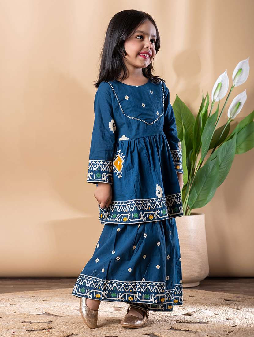 girls printed kurta and sharara set  - 22074259 -  Standard Image - 2