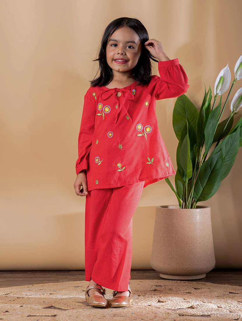girls embroidered top and palazzo set - 22074261 -  Standard Image - 2