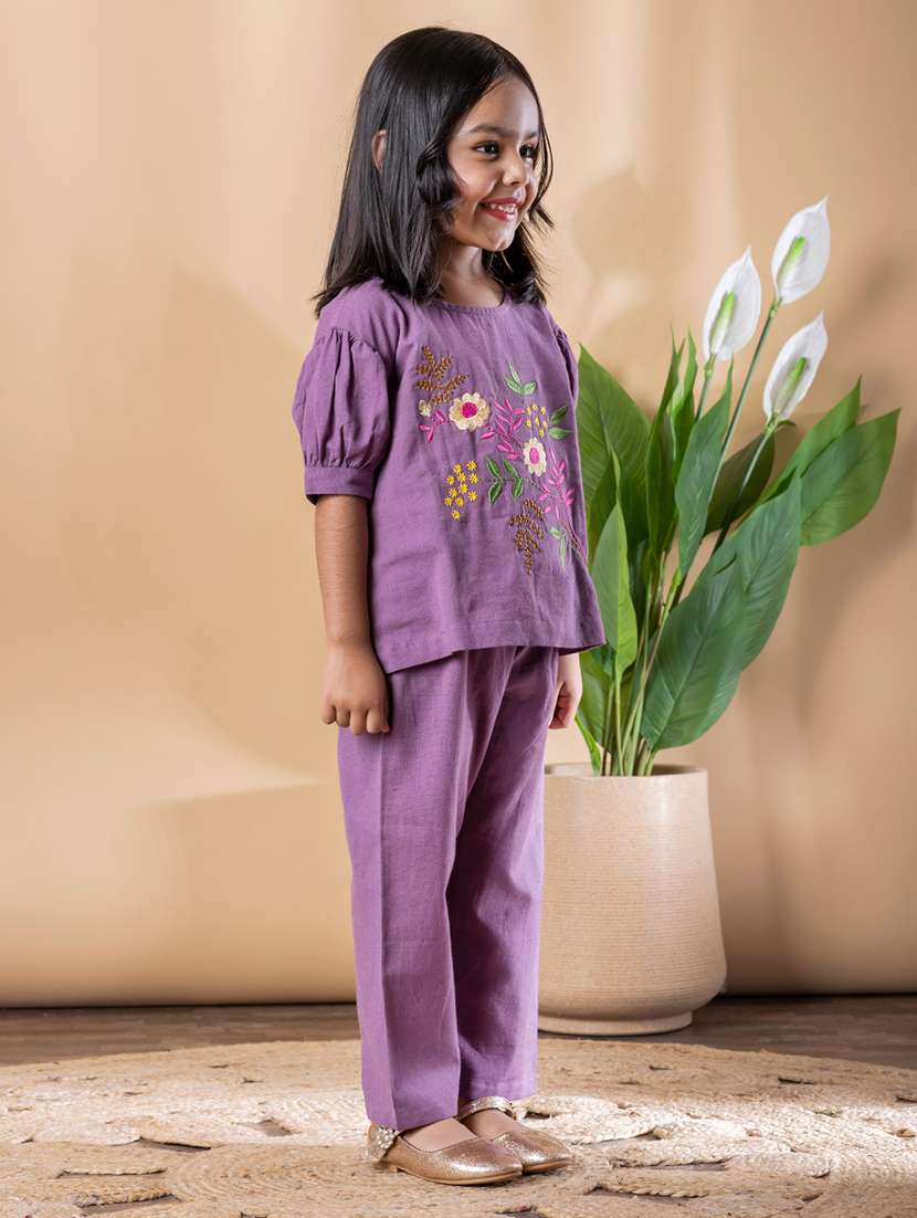 girls embroidered top and palazzo set - 22074262 -  Standard Image - 2