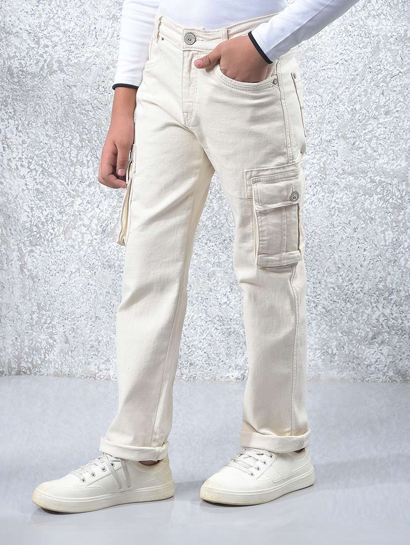 boys solid mid rise slim fit cargo - 22074293 -  Standard Image - 2