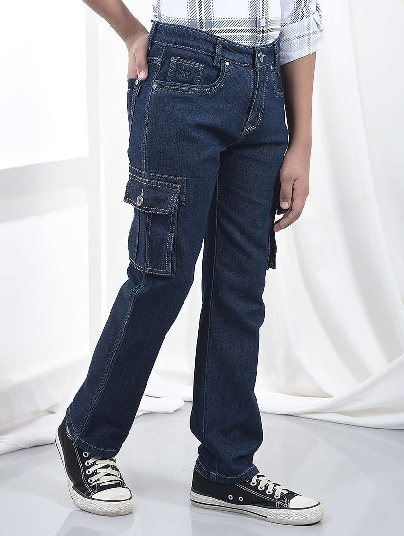 boys solid mid rise slim fit cargo - 22074308 -  Standard Image - 2