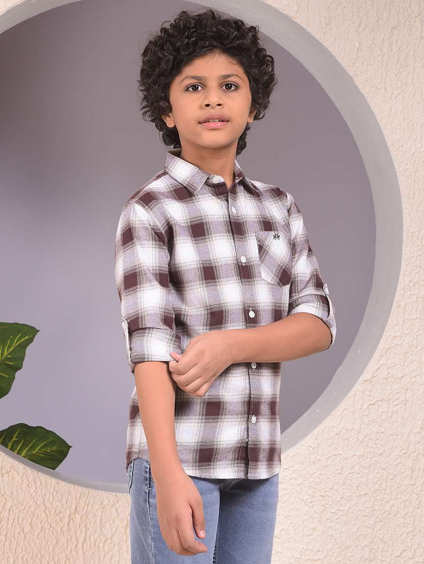 boys checkered long sleeve casual shirt - 22074329 -  Standard Image - 2