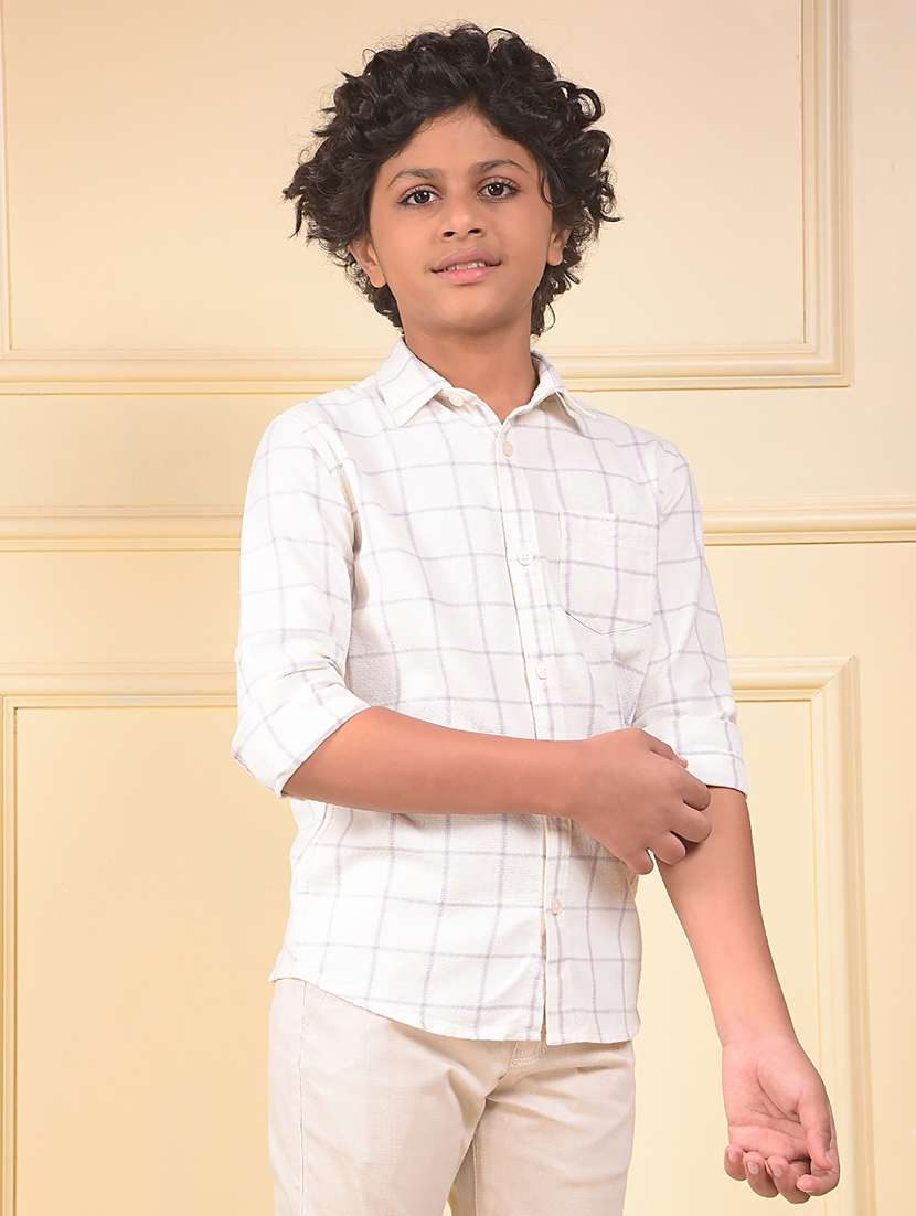 boys checkered long sleeve casual shirt - 22074331 -  Standard Image - 2