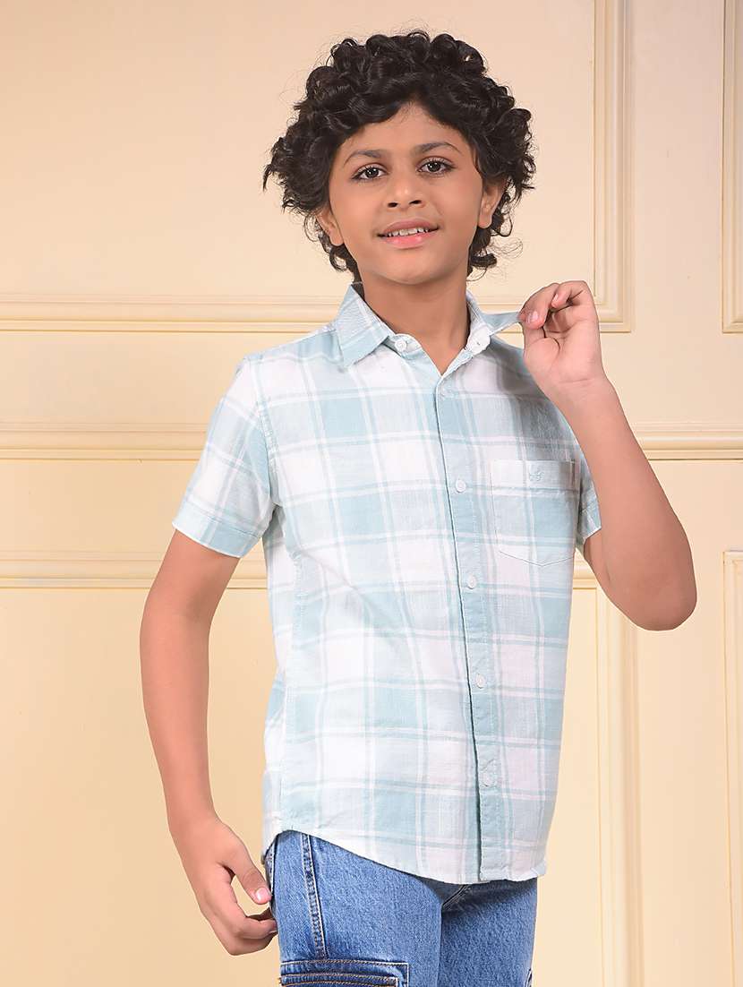 boys checkered short sleeve casual shirt - 22074336 -  Standard Image - 2