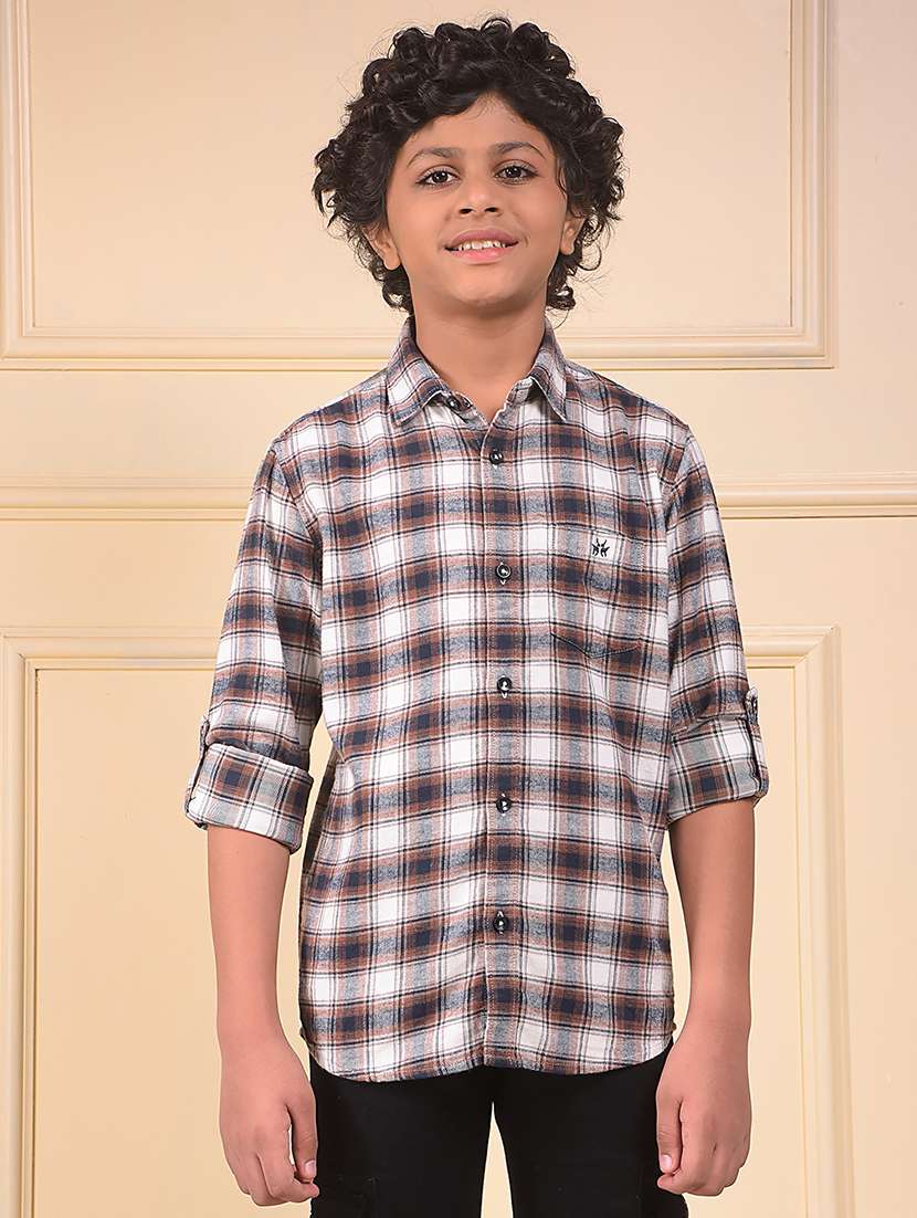 boys checkered long sleeve casual shirt