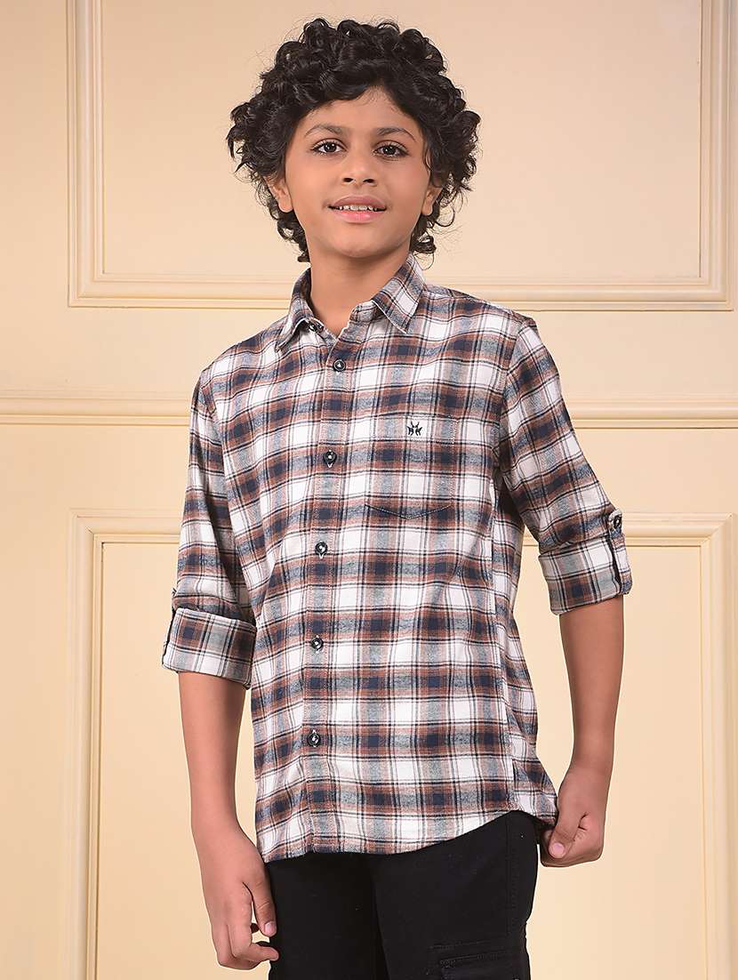 boys checkered long sleeve casual shirt - 22074337 -  Standard Image - 2