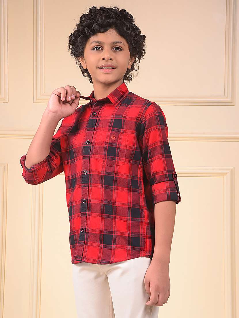 boys checkered long sleeve casual shirt - 22074339 -  Standard Image - 2