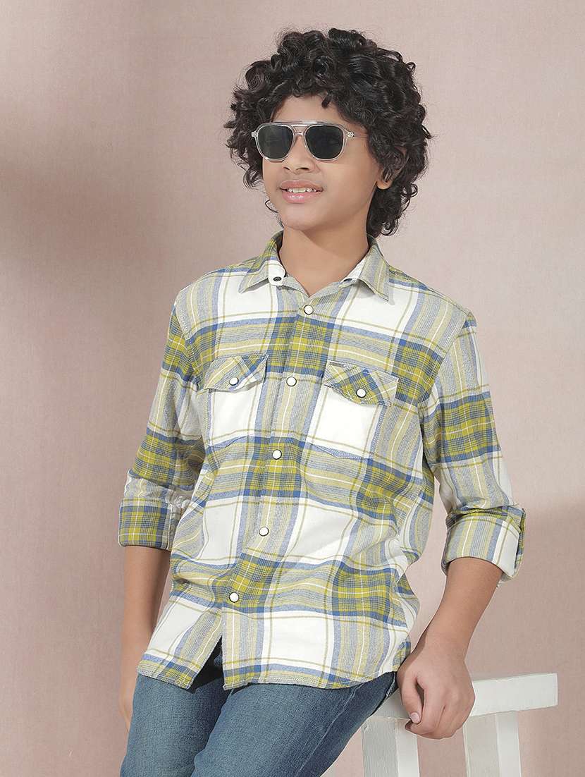 boys checkered long sleeve casual shirt