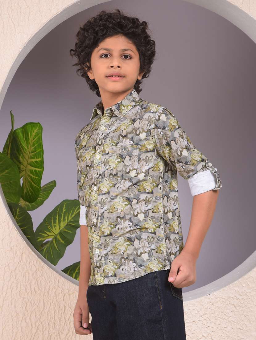 boys floral printed long sleeve casual shirt - 22074373 -  Standard Image - 2