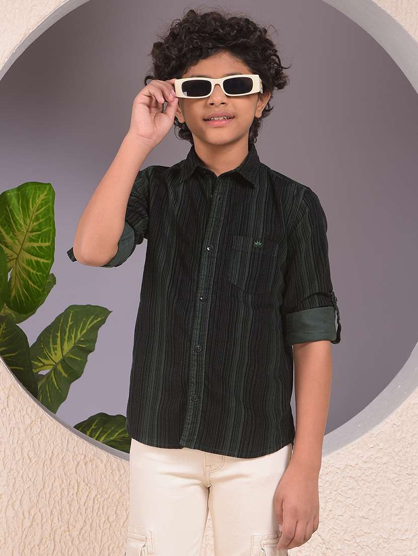 boys striped long sleeve casual shirt