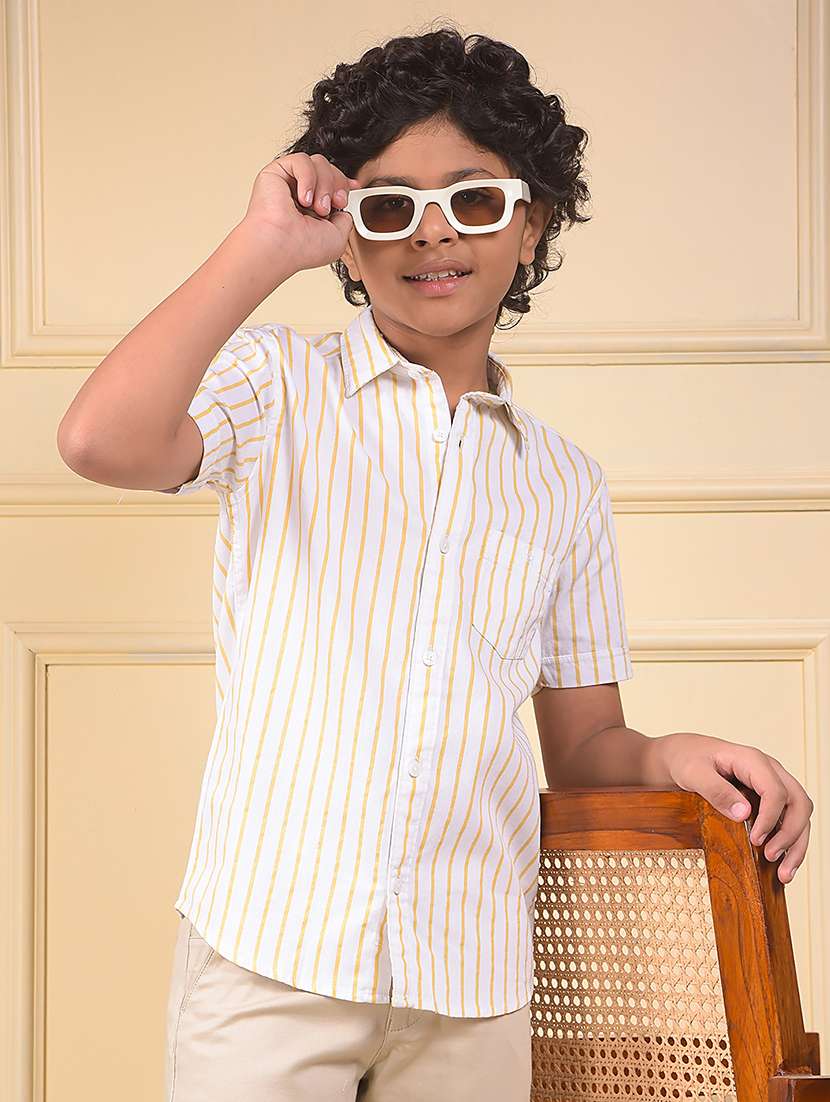 boys striped short sleeve casual shirt